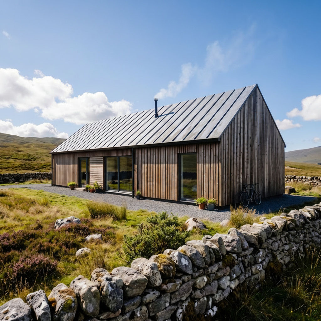 Microhome 4 timber-clad exterior in a rural landscape